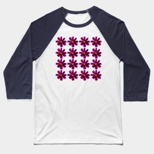 Dark Pink Cosmos Flowers Pattern Baseball T-Shirt